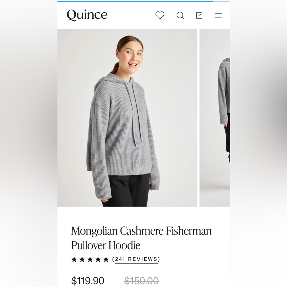 Quince cashmere fisherman sweater, NWT